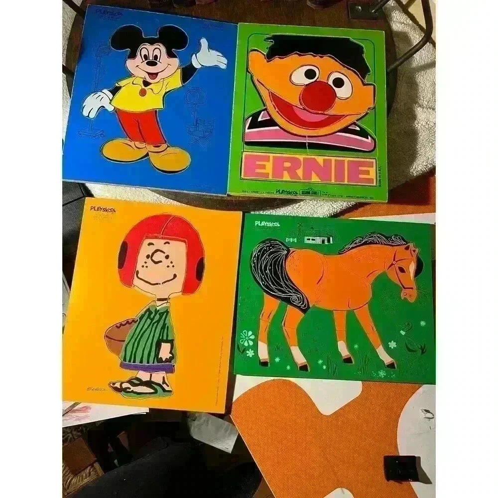 Vintage lot of Puzzles  Mickey, Ernie , Peanuts, horse
